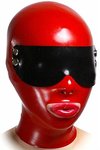 Latex Maske Sex Maske Extrem Bondage Maske Set Latex Body BDSM Maske 100% Latexmaterial mit Abnehmbarer Augenmaske Sklave Fetisch Maske Sexspielzeug für Paare Geeignet für Cosplay Maskerade,L,Red von ZRJAENW