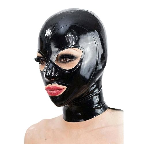 SM Bondage Maske Sexy Latex Maske Extrem Sklave Fetisch Maske Lassen Atemlöcher Gummi Vollmaske Sex Spiele BDSM Maske für Paar Dunkelspiel Erotikspiele Cosplay Sexspielzeug,L,Black von ZRJAENW