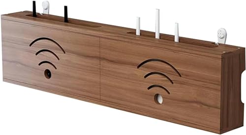 ZSDBYT Aufbewahrungsbox für WLAN-Router, wandmontiertes schwebendes Regal für Wohnzimmer, Aufbewahrungsbox für Set-Top-Boxen, WLAN-Router (Walnussfarbe, 80 cm) von ZSDBYT