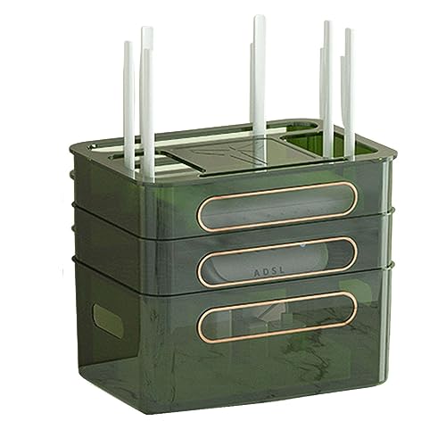 ZSDBYT Aufbewahrungsbox für WLAN-Router auf dem Desktop, Kunststoff, 3-stöckiges Regal für kabellose Router, Dekoration, Set-Top-Box für das Wohnzimmer (transparentes Grün, 3 Etagen) von ZSDBYT