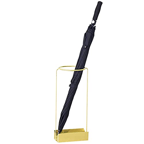 ZSDBYT Schirmständer, runder Schirmständer aus Metall in Gold, Schirmständer für Zuhause mit rechteckiger Abtropfschale von ZSDBYT