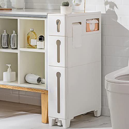ZSDBYT Schmale Badezimmer-Unterschränke passen in Lücken, mit Schubladen-Aufbewahrung, geeignet für kleine Räume (Taschentuchschrank mit 3 Ebenen) von ZSDBYT
