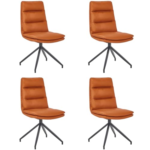 ZTGL Esszimmerstühle 180° Drehbar, Ergonomisch Polsterstuhl, Stühle Esszimmer, Metallbeine, PU Leder Bürostuhl mit Rückenlehne, für Wohnzimmer, Arbeitszimmer, Schminktisch Orange, 4Pcs ZTGL Esszimmerstühle 180° Drehbar, Ergonomisch Polsterstuhl, Stühle Esszimmer, Metallbeine, PU Leder Bürostuhl mit Rückenlehne, für Wohnzimmer, Arbeitszimmer, Schminktisch Orange, 4Pcs von ZTGL