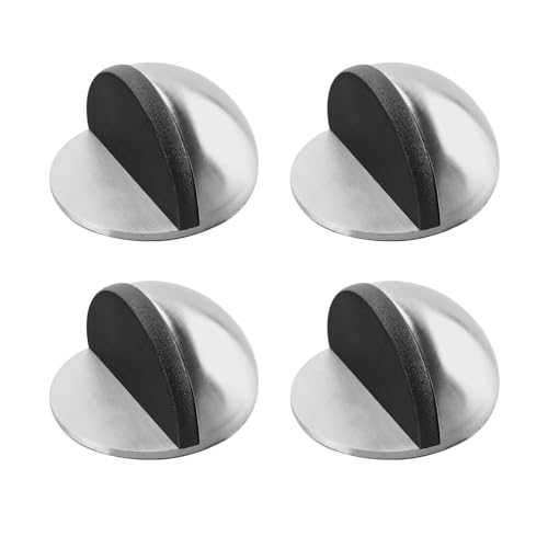 4 Türstopper Boden Selbstklebend, Oval Stainless Steel Türstopper Magnetisch, Polierter Türstopper für Hartböden, Glastüren und Schutzwände(Silber) von ZTVOWTO