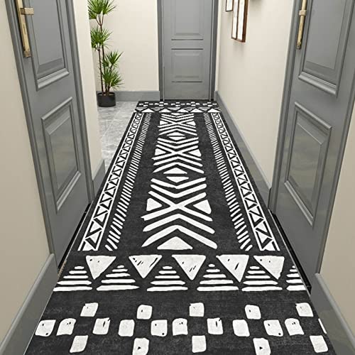 ZUOZUIYQ Klassischer Teppichläufer für den Flur, schwarz-weißer schmaler Läufer für Treppen in der Küche, Flur, extra Lange Teppiche, 100 cm, 2 m, 300 cm, 4 m, 5 m, 6 m, Bodenmatte (Größe: 100 x 300 von ZUOZUIYQ