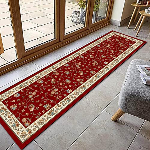 ZUOZUIYQ Roter Läufer-Teppich für Flur, traditionelle Teppichläufer für Eingangsbereich, Treppen, Flur, Flur, Teppiche, 100 cm, 1,5 m, 2 m, 250 cm, 300 cm, 4 m, 5 m, 6 m Lange Teppiche (Größe: 60 x von ZUOZUIYQ