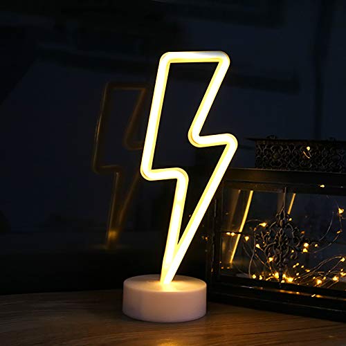 ZVO LED Blitz Neonlicht Schild, Neon Light Wandleuchte Zeichen Innen, Batterie/USB Wandkunst Leuchtreklame Decoration Schreibtisch Nachtlicht für Weihnachten Kinder Schlafzimmer Wohnzimmer Bar von ZVO