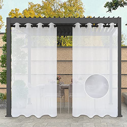 ZWGQZYTX Fenster Gardine Gardinen Voile Garten wasserdicht Panel weiß Outdoor Vorhang für Veranda Pergola Cabana Gazebo Wintergarten Cortina Weißes Garn 2 Stück | B190cm * H190cm von ZWGQZYTX