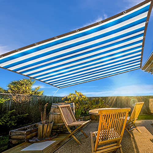 ZWGQZYTX Schattennetz, HDPE-Gewebe, Pergola-Überdachung, Sonnenschutz, Segel, Gartenzaun, Netz, Balkon, Sichtschutz (Weiß Blau,2 x 4 m) von ZWGQZYTX