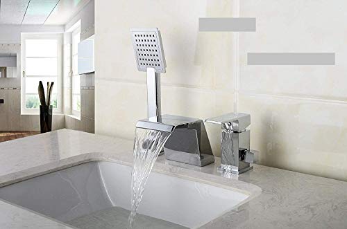 ZXC- 3 Loch Designer Wannenarmatur - Badewannenarmatur - Wasserfall - Handbrause Set - Wannenrand - Duschkopf-Nr.:7002A von ZXC