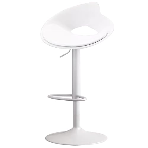 ZXDRYBHD Barstühle mit Fußstütze, Drehbare Barstuhl für Theke, Verstellbarer Barhocker, mit Rückenlehne, für Küche, Bar, Theke, Café (Color : White+Cushion) von ZXDRYBHD