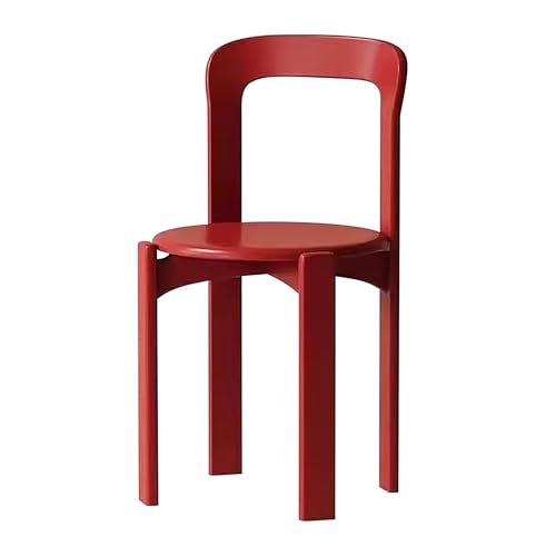 ZXDRYBHD Massivholz-Esszimmerstühle, Hotel-Restaurantstuhl, Moderner Rückenlehnenstuhl, Armloser Stuhl Esszimmer, für Küche, Hinterhof-Rasen-Bistro (Color : Red) von ZXDRYBHD