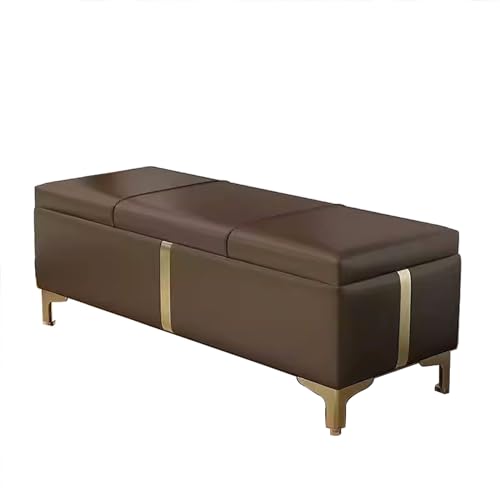ZXTRYBHD PU Sitzbank Flur, Gepolsterte Moderne Bettbank, Luxuriöse Bank mit Stauraum mit Klappdeckel und Stauraum, für Wohnzimmer und Schlafzimmer (Color : Brown, Size : 31.4in/80cm) von ZXTRYBHD