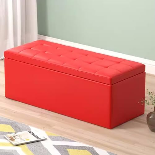 ZXTRYBHD Sitztruhe mit Stauraum für Schlafzimmer, Sitzbank Flur, Storage Bench am Bettende, Flip-Top-Design, Hochrückfedernder Schwamm, rutschfeste Gummifüße (Color : Red, Size : 11.8in/30cm) von ZXTRYBHD