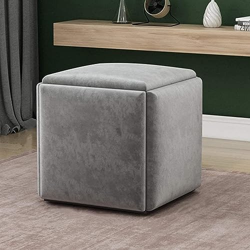 ZYDZ Quadratischer stapelbarer Sofasessel, 5 in 1 Nesting Ottoman Hocker, Cube Fußstütze Sitz Stapelbarer Hocker Fußhocker, wandelbarer Ottomane für Wohnzimmer Schlafzimmer von ZYDZ