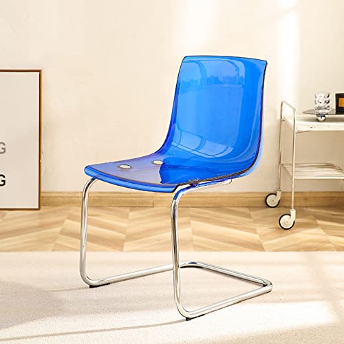 ZYDZ Transparenter Esszimmerstuhl mit Rückenlehne, minimalistisches Design, Freizeit-Acryl-Stuhl mit transparenter Acryl-Stuhllehne und verzinkten Stuhlbeinen, für Esszimmer, Wohnzimmer, Büro von ZYDZ