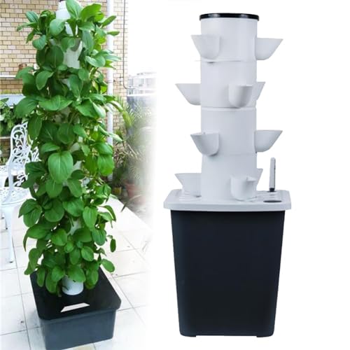 ZYJIX Hydroponics Tower Garden Hydroponik-anbausystem Aeroponics-anbauset Für Kräuter, Obst Und Gemüse Mit Feuchtigkeitspumpe, Adapter, Netztöpfen, Timer Für Kräuter, Obst Und Gemüse(Size:30holes) von ZYJIX