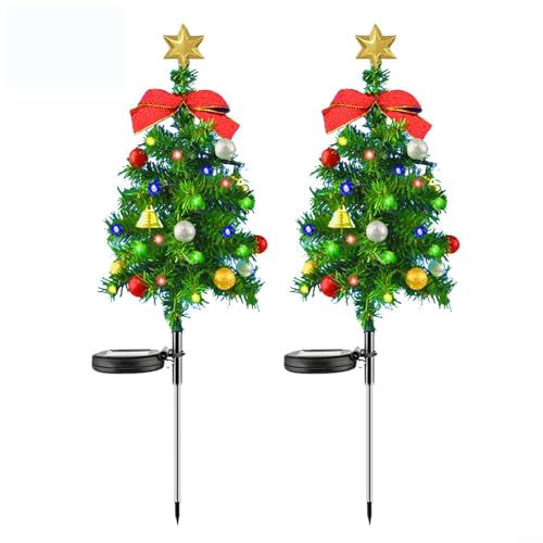 ZYNCUE 2 x Solar-Weihnachtsbaum-Lichter, Solar-LED, vierfarbige Weihnachtsbaum-Bodenlichter, Beflockungstechnologie, realistische Simulation für den Außenbereich, Garten, Weihnachten, ZYNCUE 2 x Solar-Weihnachtsbaum-Lichter, Solar-LED, vierfarbige Weihnachtsbaum-Bodenlichter, Beflockungstechnologie, realistische Simulation für den Außenbereich, Garten, Weihnachten, von ZYNCUE