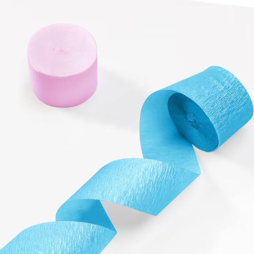 ZYOOO 6 Rollen KreppPapier Streamer, 25m hängende Kreppband Seidenpapier für Geschlecht Enthüllen, Rosa blaue Partei, Geburtstag, Baby Dusche, Taufe Dekorationen (Rosa, Blau) von ZYOOO lift