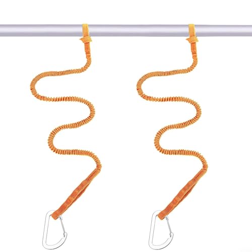2 x Kajak-Paddel-Leine, elastische Kajak-Paddel-Seilgurte Haltegurt/gewickelte Kajak-Angelleine mit Karabiner (orange) von ZYWUOY
