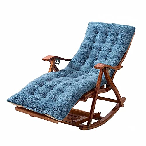 ZYWWW Schaukelstuhl, klappbarer Schaukelstuhl, Liegestuhl, verstellbare Sonnenliege, Outdoor-Schaukelstuhl aus Holz mit hoher Rückenlehne, Terrassen-Loungesessel mit Kissen von ZYWWW