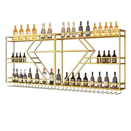 Weinregal Zur Wandmontage, Weinregal Palette Eisen Weinregal Für Die Wandbar Wand Flaschenhalter Küchenregal Weinregale Flaschenregal Weinglasregal, Für Esszimmer Bar Küche Weinkeller(Color:Gold,Size: von ZYYLIVR