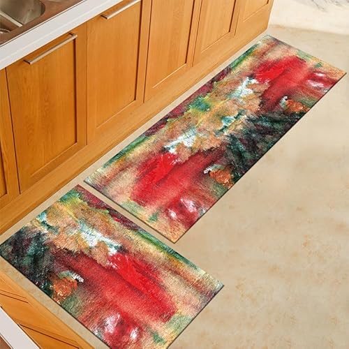 Küchenteppich 50x80 Rot Küchenläufer Teppich Für Küche Waschbarer rutschfest Läufer Küchenmatte Weich Und Superabsorbierend Waschbar In Waschmaschine von ZZDXL