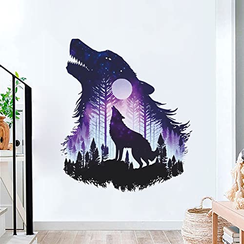 Wandtattoo Wolf Wandsticker Wanddeko für Wohnzimmer Schlafzimmer Sofa Hintergrund,Wandaufkleber Kinderzimmer Mädchen und Jungs,Wandaufkleber Diy Wandkunst Dekor von ZZDXL