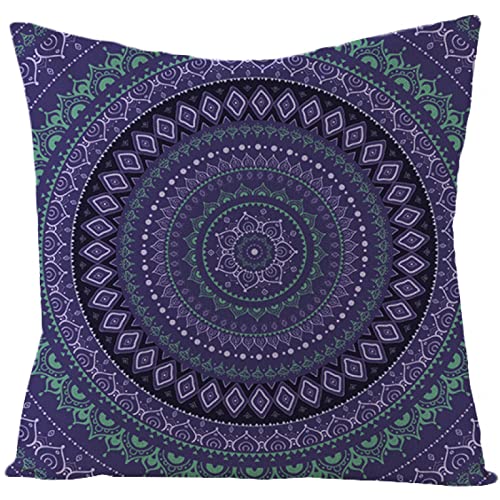 Kissenbezug 60x60 Elegantes Lila Mandala Kissenbezüge Linen Dekokissen Outdoor Kissenbezug Pillow Cover für Sofa Schlafzimmer Auto Kissenhülle Breathable Cushion Covers von ZZDXW