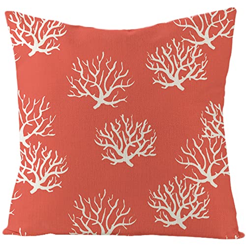 Kissenbezug 60x60 Orange Coral Kissenbezüge Linen Dekokissen Outdoor Kissenbezug Pillow Cover für Sofa Schlafzimmer Auto Kissenhülle Breathable Cushion Covers von ZZDXW