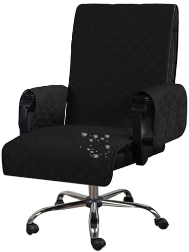 Gamingstuhl-Bezüge Gaming Bürostuhl Bezug Wasserdicht,Bürostuhl Drehstuhl Bezug Mit Armlehnen,Stuhlrücken Bezug,Dehnbare Stuhl Bezüge Für Computer-Spielstuhl ( Color : Black , Size : Office Chair with von ZZDZW