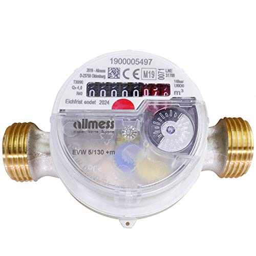 Allmess Warmwasserzähler Einstrahl Nenndurchfluss Qn 2,5, Baulänge 130 mm Eichung 2024 gültig bis 2030 Wasserzähler Warm Allmess Warmwasserzähler Einstrahl Nenndurchfluss Qn 2,5, Baulänge 130 mm Eichung 2024 gültig bis 2030 Wasserzähler Warm von ZÄHLER plattform