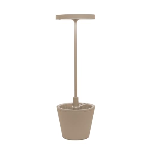 Zafferano, Poldina Reverso Lampe, Wiederaufladbare und Kabellose Tischlampe mit Touch Control, Geeignet für den Innen- und Außenbereich, Dimmer, 2200-3000 K, Höhe 35 cm, Farbe Sand von Zafferano