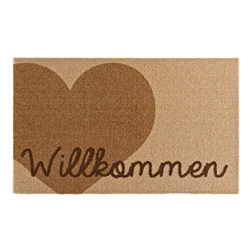 Zala Living Deko Fußmatte für Innen und Außen 50x70cm – Fussmatte Schmutzfangmatte Willkommen Türmatte Waschbar & Wetterfest, rutschfest für Eingangsbereich & Außenbereich – Braun Beige von Zala Living