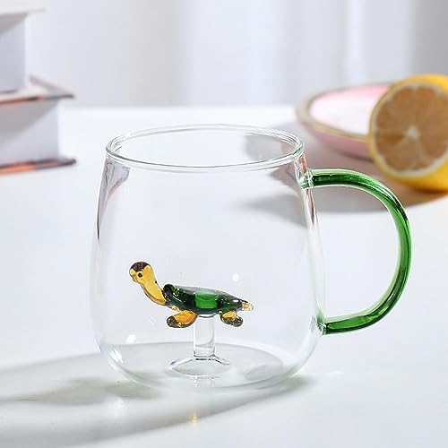 3D-Trinkglas mit Tier im Inneren – Borosilikatglas, niedlicher Tier-Innenbecher, 400 ml, weihnachtliches Motiv, Tier-Innenglas mit Hen-kel, Geschenk für Weihnachten, Geburtstag, Valentinstag von Zankie