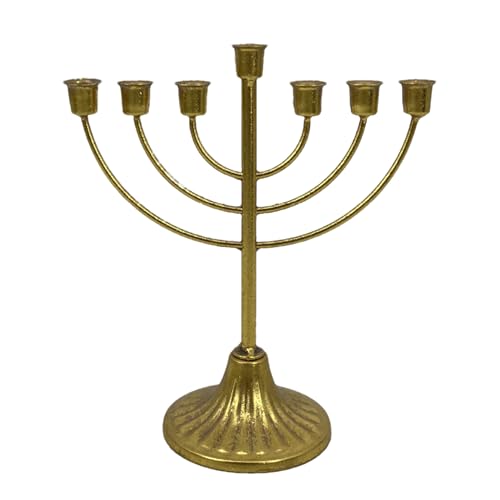 Goldene Metall-Chanukka-Menora – 7/9-Zweig-Menora-Chanukka-Kerzenhalter für Kerzen mit einem Durchmesser von 1,3 cm. Gold abnehmbare Menora Vintage-Eisen-Chanukka-Dekorationen von Zankie