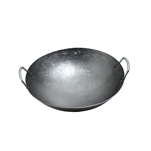 Zanotva Chinese wok, wokpfanne, Traditioneller Handgehämmerter Wok Aus Raffiniertes Eisen Mit Zwei Griffe Und Chinesische Eisen Woks (Rundboden) (Size : 40cm/15.7in) von Zanotva