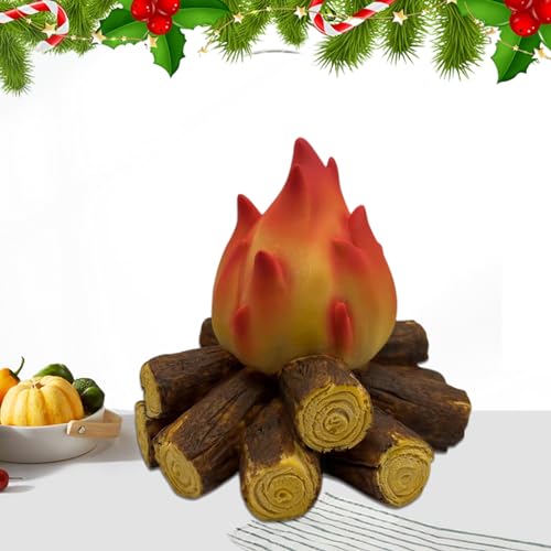 Flammenlose Feuerholzscheite | Flammenlose Tisch-Schreibtischleuchte | Rustikale, lebendige, dekorative, batteriebetriebene, modische, flammenlose Feuerscheite für die Weihnachtsdekoration, Zceplem von Zceplem