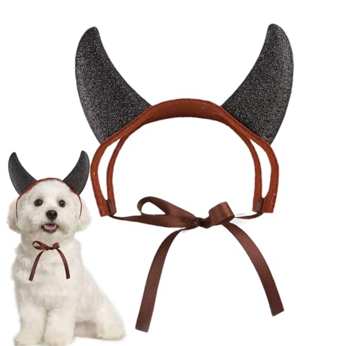Haustier-Cosplay-Kostüm, Filz, Halloween-Teufelshörner, festliche Hunde-Kopfbedeckung mit Riemen, süßes Partygeschenk für Feiern, Fotografie von Zceplem