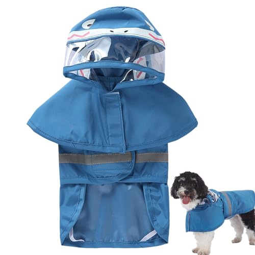 Hunde-Regenmantel, wasserdicht, reflektierend, mit Kapuze, vollständige Abdeckung des Schwanzes, Cartoon-Tier-Stil, mit Kapuze, verstellbare Taille für regnerische Tage von Zceplem