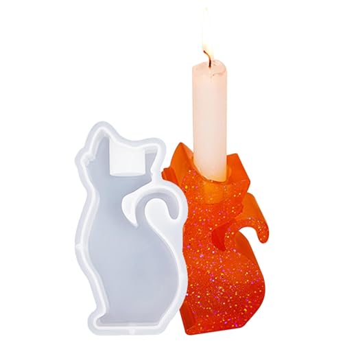Kerzenhalter-Harzformen, Katzenform, Kerzenhalter, Silikonform, leicht zu lösen, Kerzenhalter-Form für die Herstellung von Kerzenbechern von Zceplem