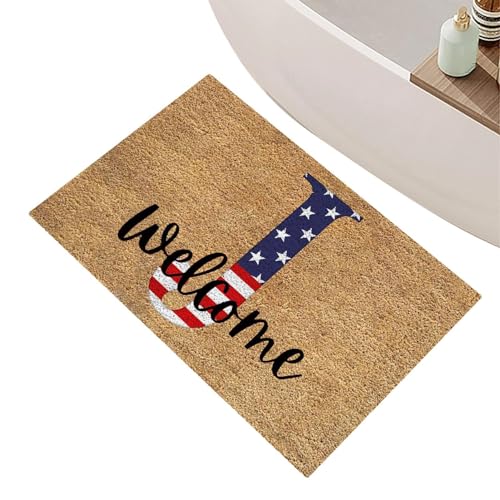 Zceplem Fußmatte für den 4. Juli, patriotische amerikanische Flagge, 60 x 40 cm, Gedenktag, Veranda-Teppich, Willkommensmatte für drinnen und draußen, Zuhause, Badezimmer-Dekor von Zceplem