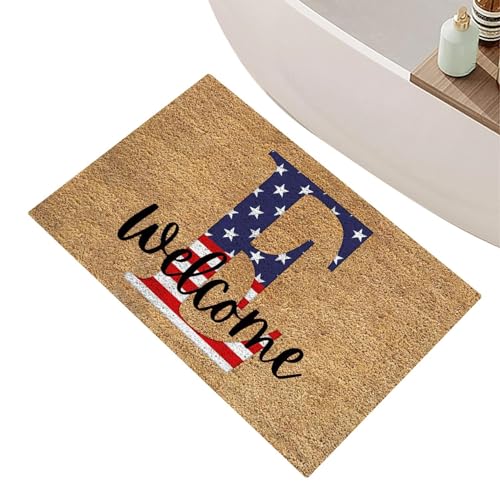 Zceplem Patriotischer Outdoor-Teppich, Willkommensmatte für die Haustür, Unabhängigkeitstag, rutschfeste Matte, 60 x 40 cm, Gedenktag, rot, weiß, blau, Teppich für Eingangsbereich, Veranda von Zceplem