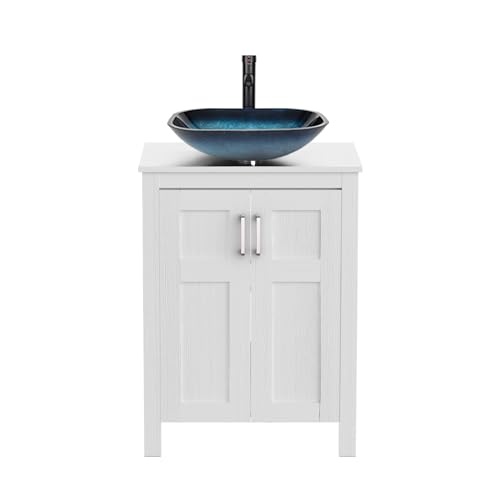 ZealWe Badmöbel Set 2-teilig Waschbecken mit Unterschrank Weiß, komplettprogramme für Badezimmer Hochschrank mit Waschbeckenunterschrank, Badezimmermöbel Set Badezimmerschrank, Modern Blau von ZealWe