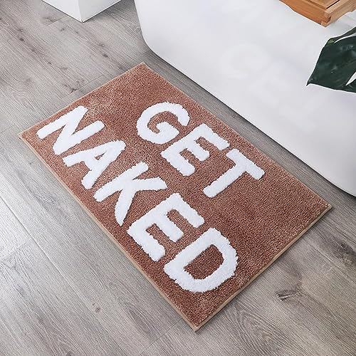 Zeeinx Get Naked Badematte, niedliche Badezimmerteppiche, rutschfeste Mikrofaser, Badteppich, lustige Badezimmer-Dekoration, maschinenwaschbar, Kaffee-Badematte für Badewanne und Dusche, 40,6 x 61 cm von Zeeinx