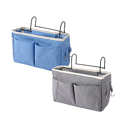 Pyuyan 2 Stück Bett Hängetasche Organizer, Hängende Aufbewahrungstasche am Bett, Nachttisch Tasche, Hängend Multifunktion Betttaschen mit Haken, für Zeitschriften Fernbedienungen Zeitungen（A） von Pyuyan