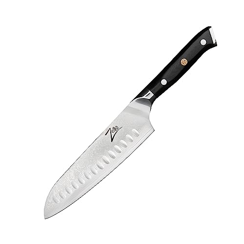 Zelite® Santoku Damastmesser, Scharfes Küchenmesser 17,8 cm, Japanisches Messer für Zuhause und Gastro, Profi-Messer Scharf, Damast Kochmesser für Küche, Damaszener Messer mit Nahtloser Verarbeitung von Zelite Infinity