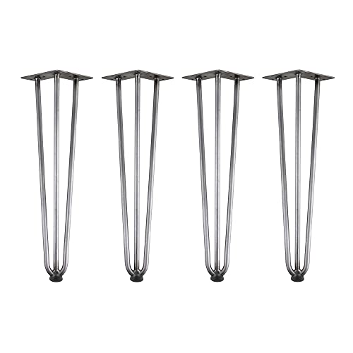 Zelsius Tischbeine, Hairpin Legs, Tischgestell, 4er Set Tischkufen, Haarnadelbeine, Stahl Hairpins für Do-It-Yourself Esstisch Arbeitstisch Beistelltisch (45 cm, Natur/Rohstahl) von Zelsius