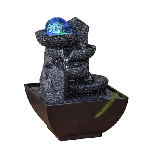 Innenbrunnen entspannende Zen -Kaskade farbenfrohe LED -Licht, nützliche Geschenke niedriger Größe, geschlossener Kreislauf -Tischbrunnen, H 18 cm - Lopo Zen'light von Zen Light