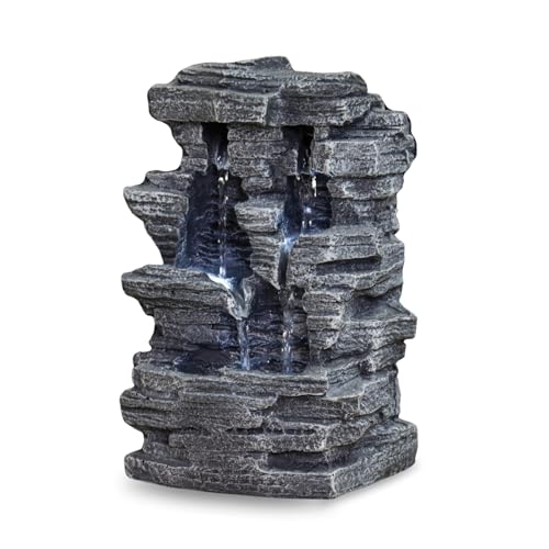 Zen'Light - Zimmerbrunnen Grand Canyon - Wasserfall in Steinoptik - Weiße LED-Beleuchtung - Moderne Zen Deko, Ideal für Meditation & Entspannung - Feng Shui - H 28cm von ZEN ARÔME